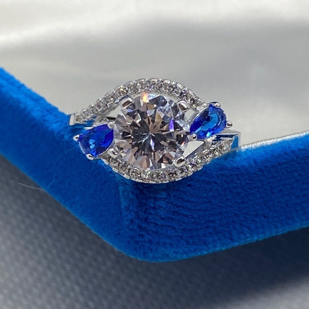 💛 925 CZ & Sapphire Bypass Ring